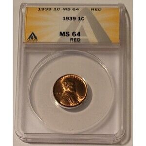1939 Lincoln Wheat Cent MS64 RED ANACS